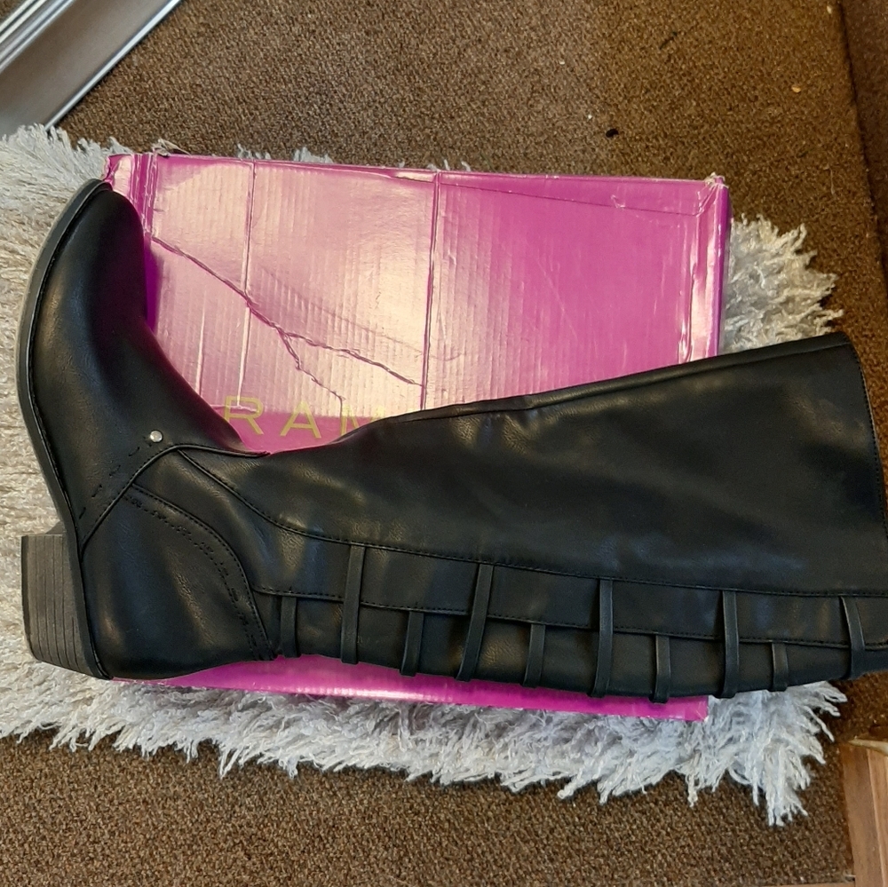 Rampage knee high black boots size 9
